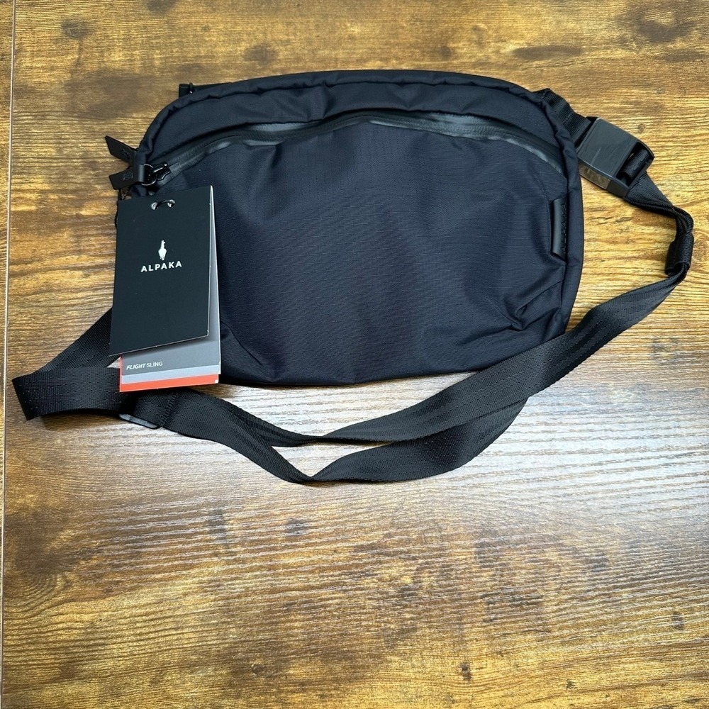 NEW ALPAKA Flight Sling 2L Black Axoflux 210D Ripstop Nylon Travel Crossbody Bag